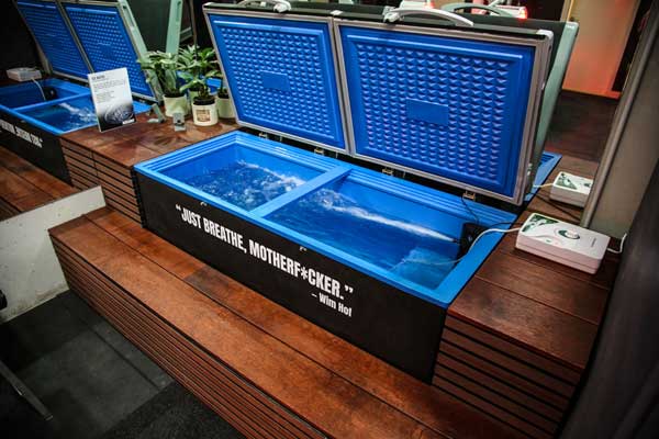 Cold plunge bath used for controlled ice immersion and nervous system conditioning.