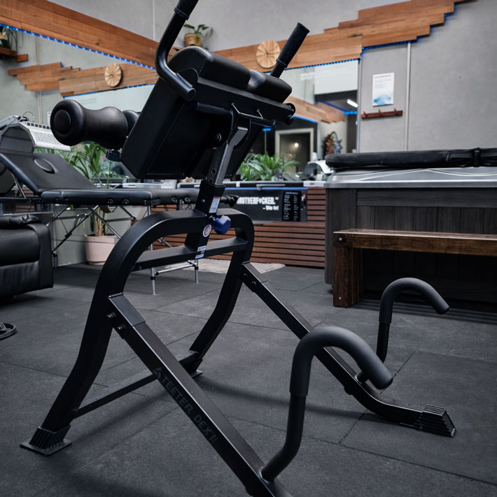 Inversion table used for spinal decompression and lower back relief.