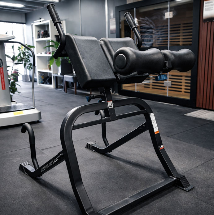 Inversion setup designed to unload the spine and reduce compression from daily strain.