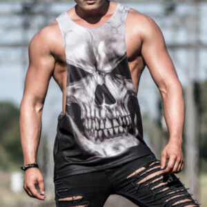 Men’s skull print gym tank quick dry polyester